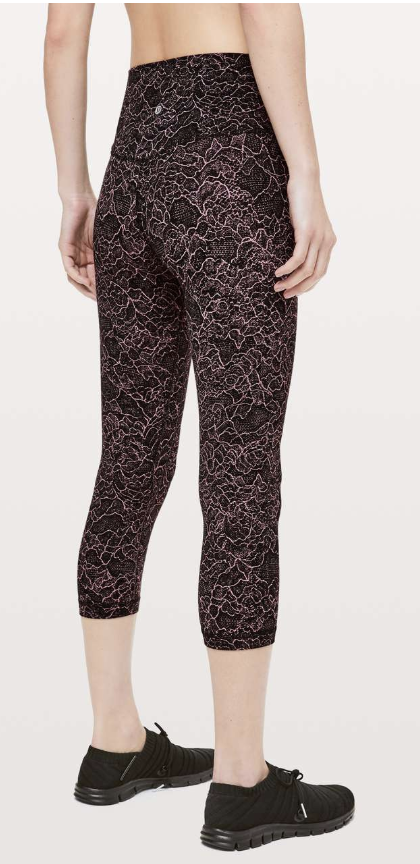 Lululemon Align Crop 21" Inseam Lacescape Spanish Rose Black Sz 4