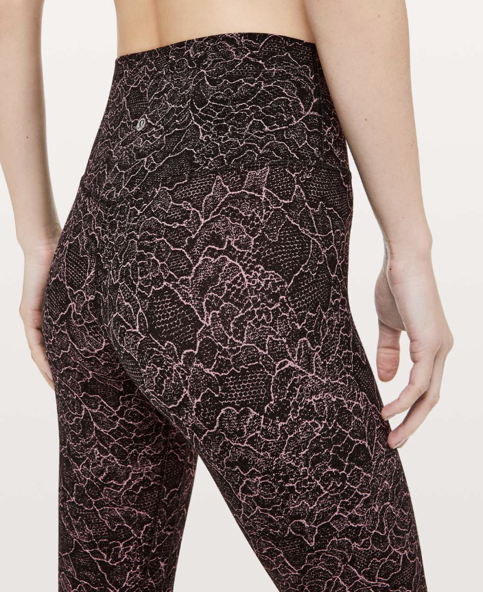 Lululemon Align Crop 21" Inseam Lacescape Spanish Rose Black Sz 4