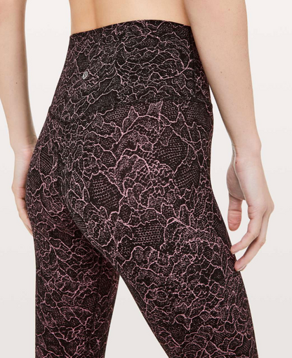 Lululemon Align Crop 21" Inseam Lacescape Spanish Rose Black Sz 4