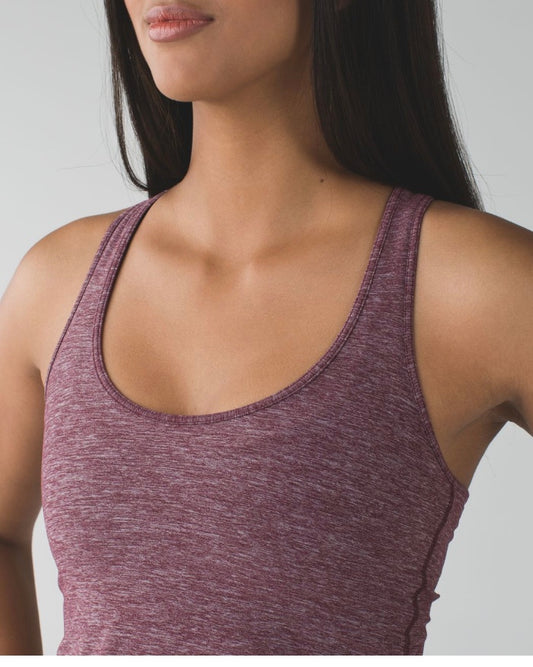 Lululemon Cool Racerback Tank Heathered Bordeaux Drama Sz 2