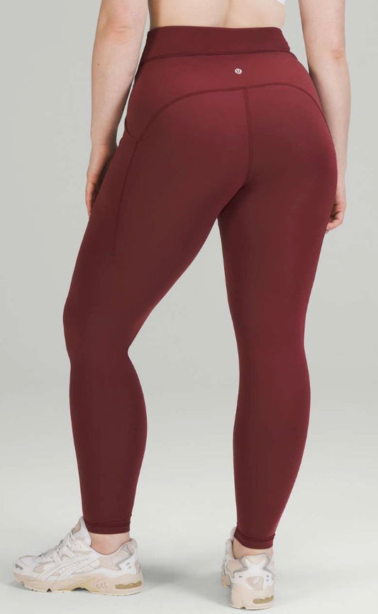 Lululemon Power Thru High Rise  Red Merlot 28” Sz 4 New Without Tag