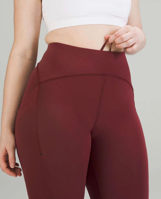 Lululemon Power Thru High Rise  Red Merlot 28” Sz 4 New Without Tag