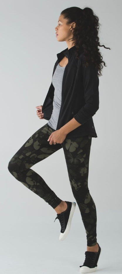 Lululemon Wunder Under Leggings Full-On Luon HR Biggie So Fly Butterfly Fatigue Green Black Sz 2