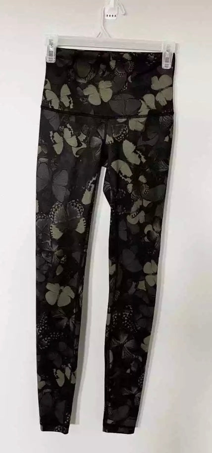 Lululemon Wunder Under Leggings Full-On Luon HR Biggie So Fly Butterfly Fatigue Green Black Sz 2