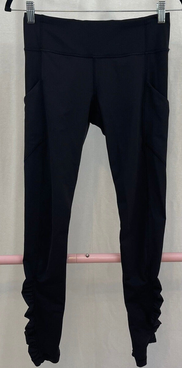Lululemon Wunder Under Tights Ruffled Up Black / Hyper Stripe Angel Wing Sz 6