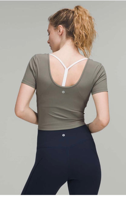 Lululemon Align Crop Tee Grey Sage Sz 12 Brand New With Tag