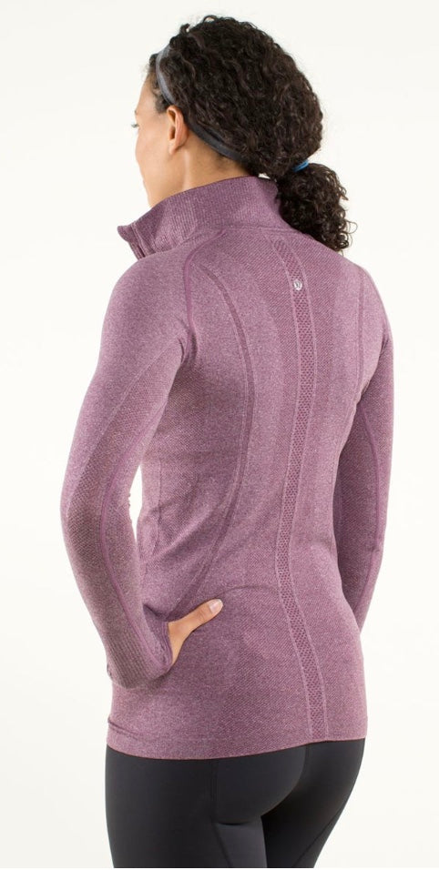 Lululemon Run: Swiftly Tech 1/2 Zip Long Sleeve Heathered Plum Sz 8