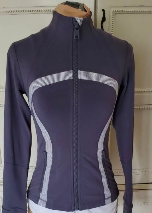Lululemon Define Coal Gray Wee Stripe Jacket Sz 8
