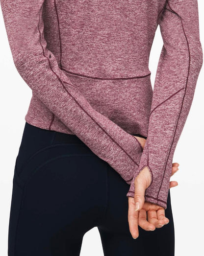 Lululemon Always Alert 1/2 Zip Jacket Heathered Garnet Sz 4