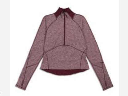 Lululemon Always Alert 1/2 Zip Jacket Heathered Garnet Sz 4
