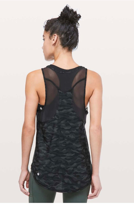 Lululemon Sculpt Tank II Sequoia Camo Print Deep Coal Black/Black Sz 10 CR
