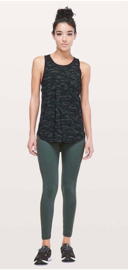 Lululemon Sculpt Tank II Sequoia Camo Print Deep Coal Black/Black Sz 10 CR