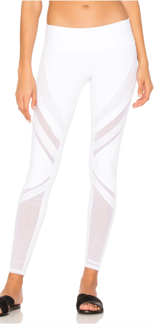 愛用 Sheila YOGA ALO High-waist S Sz White In Leggings Mesh-inset ヨガ・ピラティス