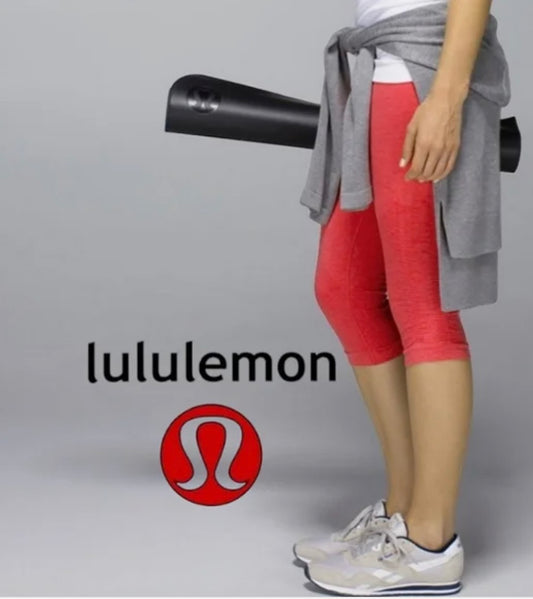 Lululemon IN THE FLOW yoga Crop Coral Orange Seamelss Legging Sz 6