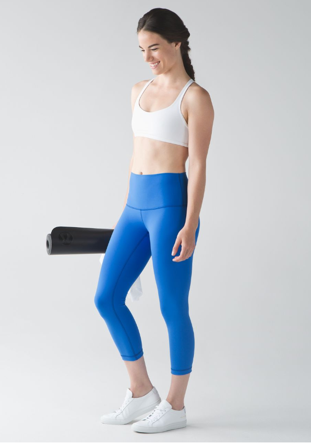Lululemon Wunder Under Crop Mid, Hi-Rise Pipe Dream Blue 21" Inseam Sz 4