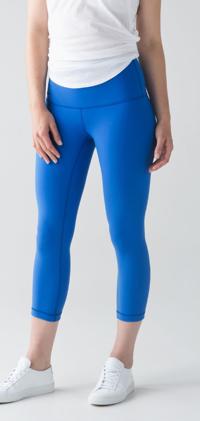 Lululemon Wunder Under Crop Mid, Hi-Rise Pipe Dream Blue 21" Inseam Sz 4