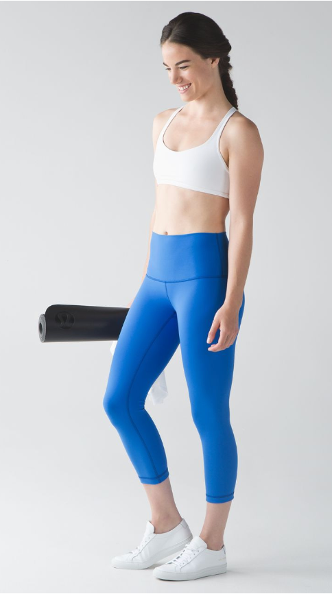 Lululemon Wunder Under Crop Mid, Hi-Rise Pipe Dream Blue 21" Inseam Sz 4