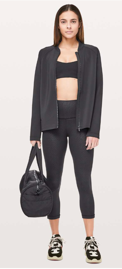 Lululemon Align Crop 21" Inseam Monochromic Black Emboss Sz 12 Piling