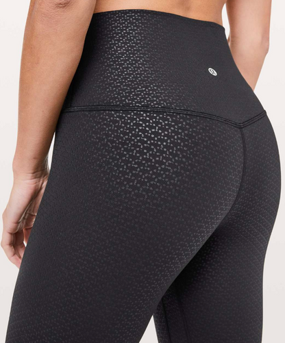 Lululemon Align Crop 21" Inseam Monochromic Black Emboss Sz 12 Piling