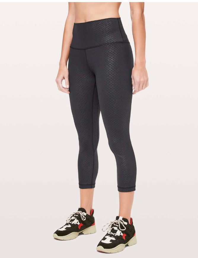 Lululemon Align Crop 21" Inseam Monochromic Black Emboss Sz 12 Piling