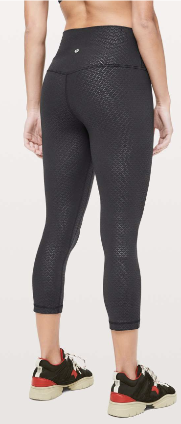 Lululemon Align Crop 21" Inseam Monochromic Black Emboss Sz 12 Piling