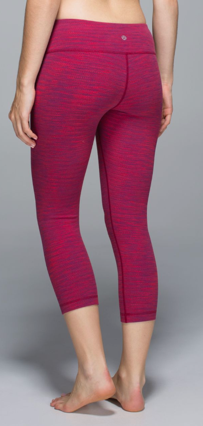 Lululemon Wunder Under Crop II 21.5" Inseam Diamond Jacquard Space Dye Bumble Berry Flaming Tomato Sz 6 Brand New