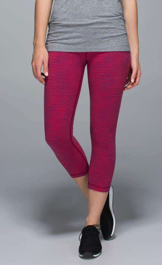 Lululemon Wunder Under Crop II 21.5" Inseam Diamond Jacquard Space Dye Bumble Berry Flaming Tomato Sz 6 Brand New