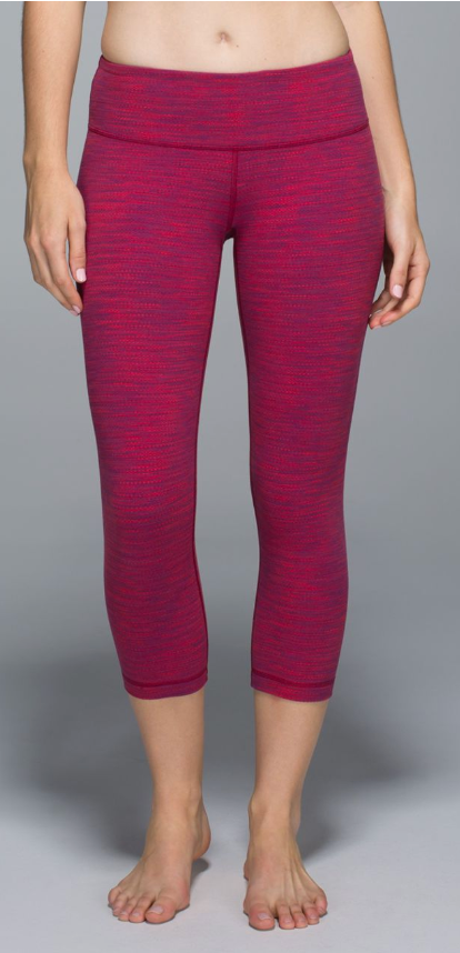 Lululemon Wunder Under Crop II 21.5" Inseam Diamond Jacquard Space Dye Bumble Berry Flaming Tomato Sz 6 Brand New