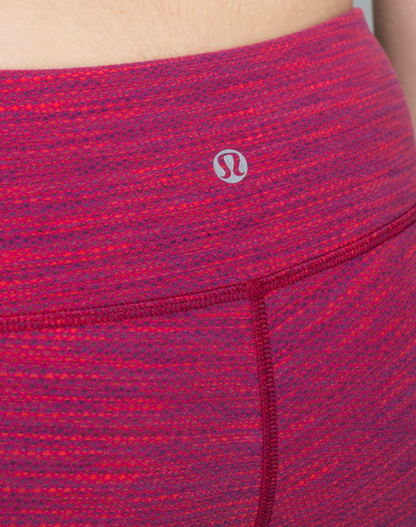 Lululemon Wunder Under Crop II 21.5" Inseam Diamond Jacquard Space Dye Bumble Berry Flaming Tomato Sz 6 Brand New