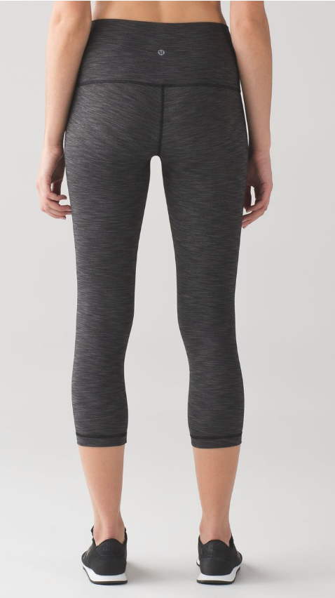 Lululemon Wunder Under Crop (Hi-Rise) 21" Inseam Crop Heathered Black Sz 6 Brand New