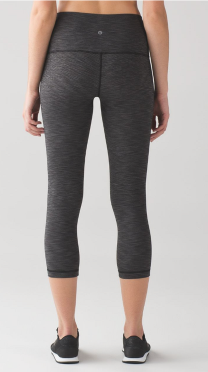 Lululemon Wunder Under Crop (Hi-Rise) 21" Inseam Crop Heathered Black Sz 6 Brand New