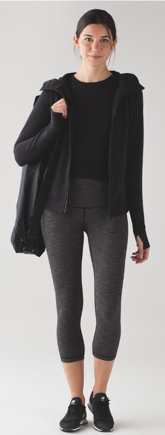 Lululemon Wunder Under Crop (Hi-Rise) 21" Inseam Crop Heathered Black Sz 6 Brand New