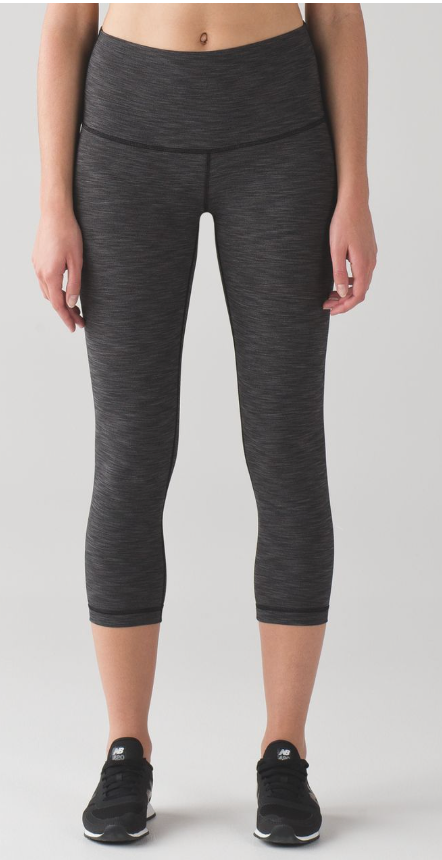 Lululemon Wunder Under Crop (Hi-Rise) 21" Inseam Crop Heathered Black Sz 6 Brand New