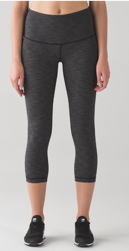 Lululemon Wunder Under Crop (Hi-Rise) 21" Inseam Crop Heathered Black Sz 6 Brand New