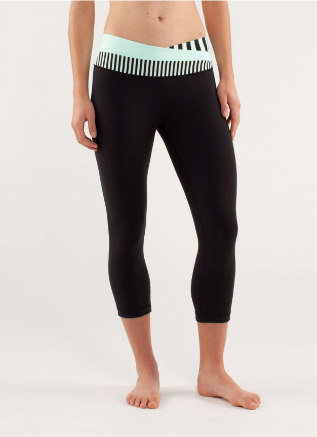 Lululemon Astro Wunder Under Crop 21" Inseam Sea Stripe Mint Moment Sz 6