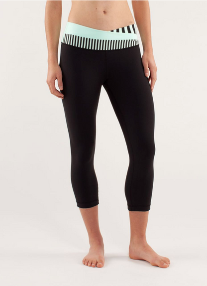 Lululemon Astro Wunder Under Crop 21" Inseam Sea Stripe Mint Moment Sz 6
