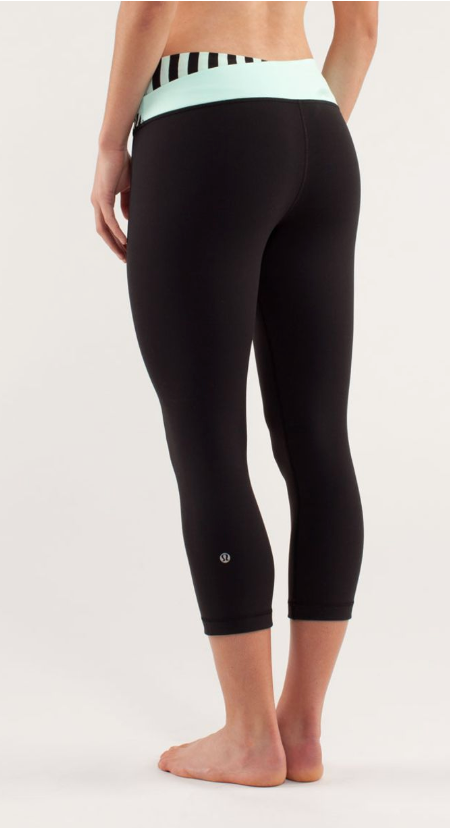 Lululemon Astro Wunder Under Crop 21" Inseam Sea Stripe Mint Moment Sz 6