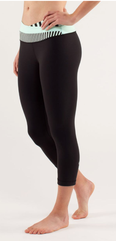 Lululemon Astro Wunder Under Crop 21" Inseam Sea Stripe Mint Moment Sz 6