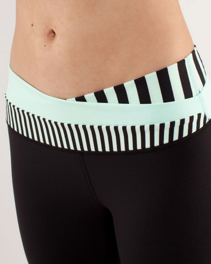Lululemon Astro Wunder Under Crop 21" Inseam Sea Stripe Mint Moment Sz 6