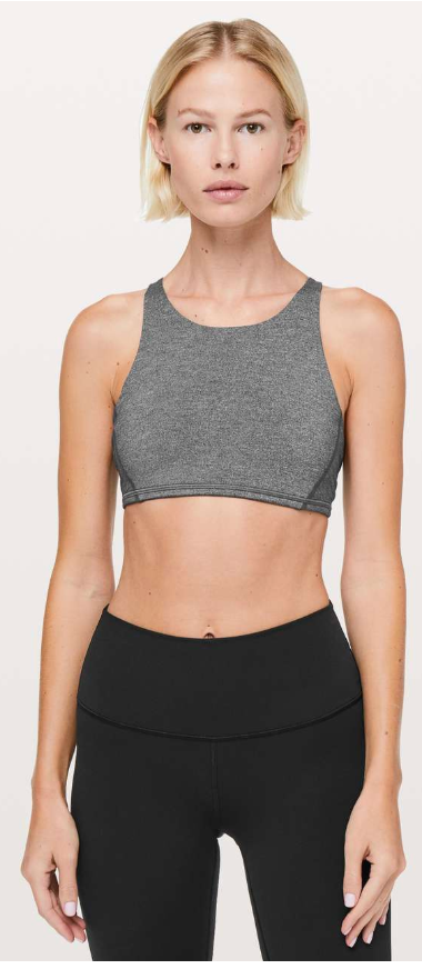 Lululemon Free To Be Sports Bra High Neck Heathered Black/Lemon Ice Sz 10