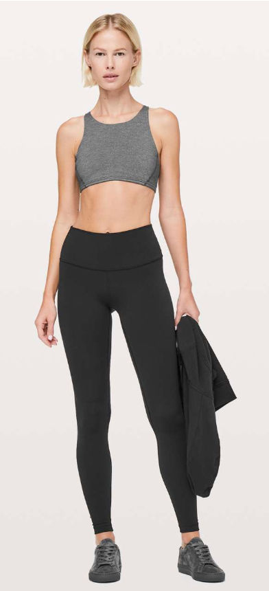 Lululemon Free To Be Sports Bra High Neck Heathered Black/Lemon Ice Sz 10