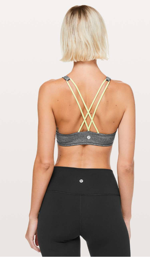 Lululemon Free To Be Sports Bra High Neck Heathered Black/Lemon Ice Sz 10