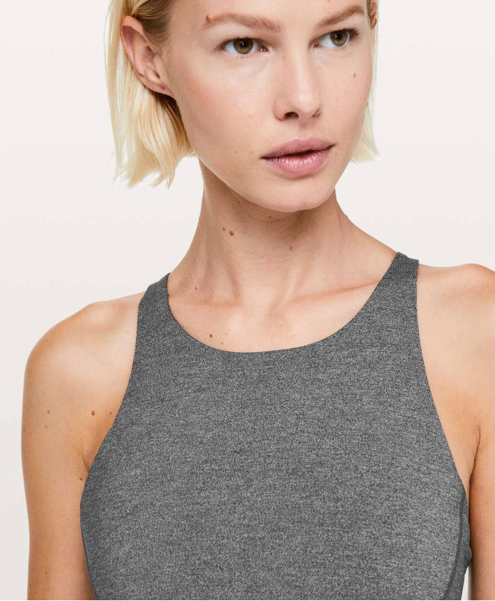 Lululemon Free To Be Sports Bra High Neck Heathered Black/Lemon Ice Sz 10