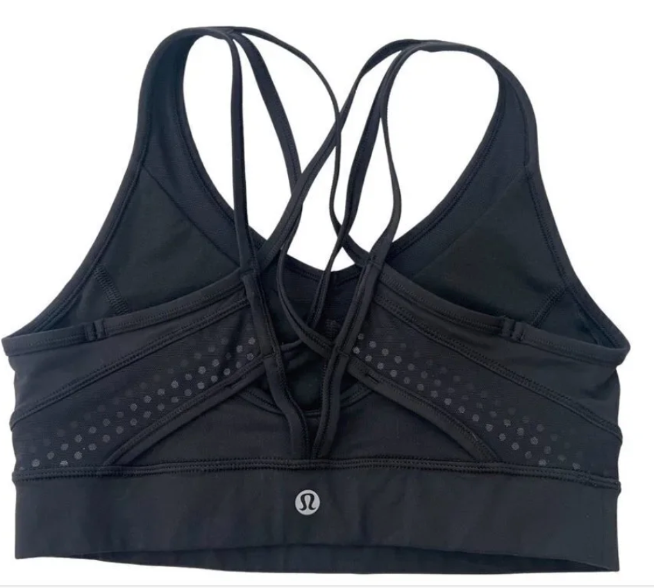 Lululemon Energy Spots Detail Sports Bra Black Black Dots Size 6