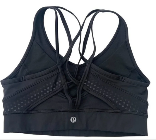 Lululemon Energy Spots Detail Sports Bra Black Black Dots Size 6