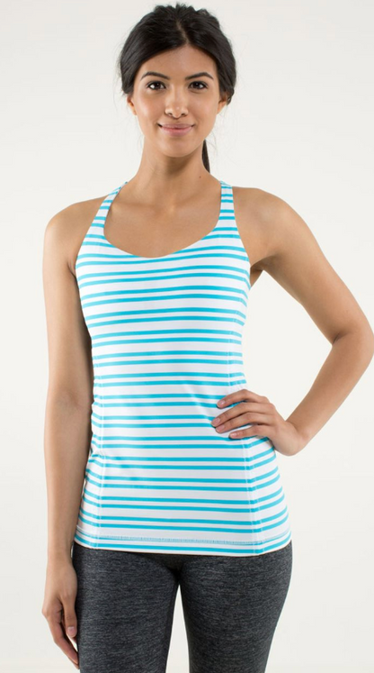 Lululemon Free To Be Tank Twin Stripe Spry Blue Sz 6