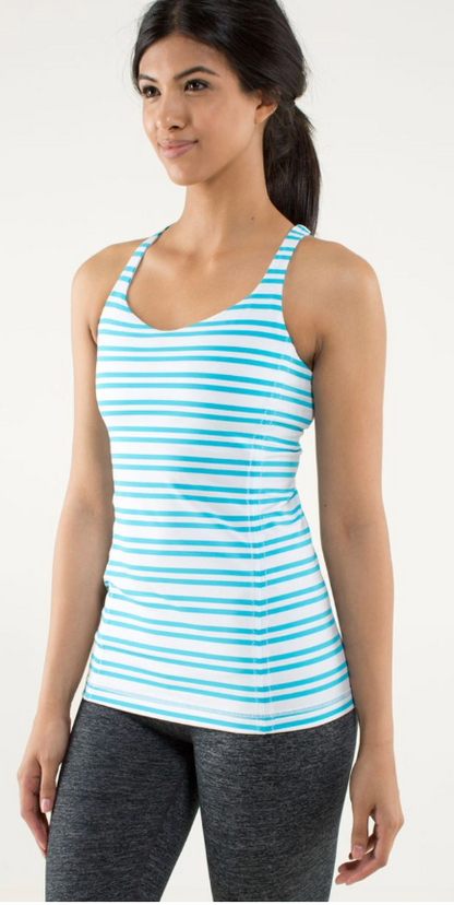 Lululemon Free To Be Tank Twin Stripe Spry Blue Sz 6