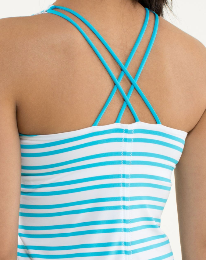 Lululemon Free To Be Tank Twin Stripe Spry Blue Sz 6