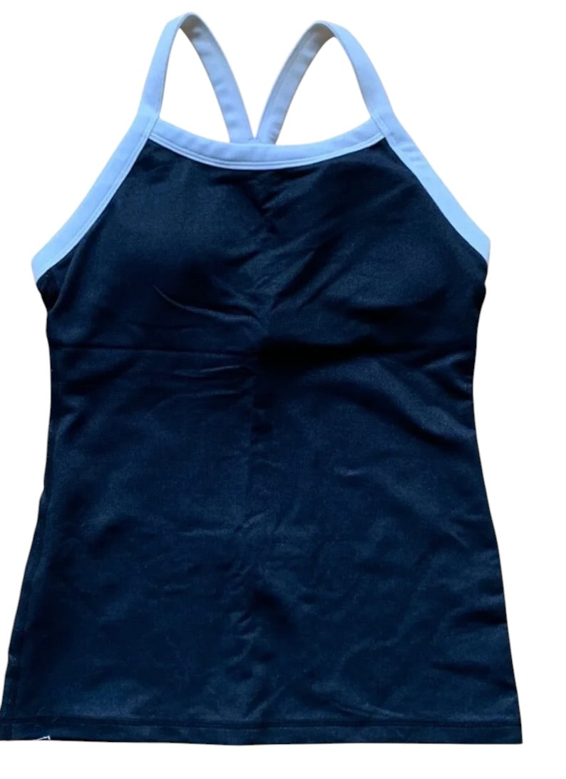 Lululemon Ujjayi Y Tank II *Den Women's RARE Tank Deep Denim/Lotus Sz 6 Excellent Condition