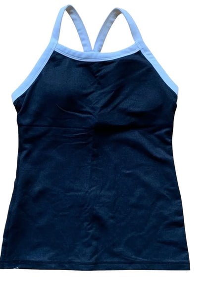 Lululemon Ujjayi Y Tank II *Den Women's RARE Tank Deep Denim/Lotus Sz 6 Excellent Condition